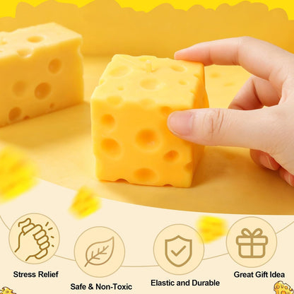 2pcs Cheese Squeeze Toy, 2.36 inch Yellow Cheese Squishy Toy Cube Squishy Stress Relief Cheese Block Slow Rebounding Sensory Focus Fidget Toys for Adults Kids Gifts Home Office School