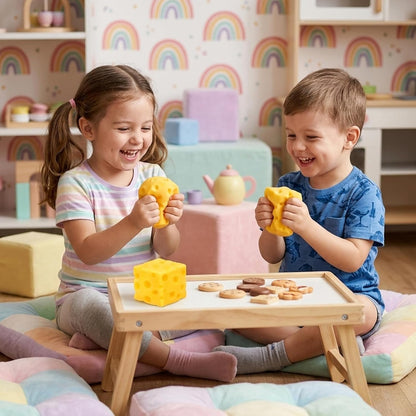 2pcs Cheese Squeeze Toy, 2.36 inch Yellow Cheese Squishy Toy Cube Squishy Stress Relief Cheese Block Slow Rebounding Sensory Focus Fidget Toys for Adults Kids Gifts Home Office School