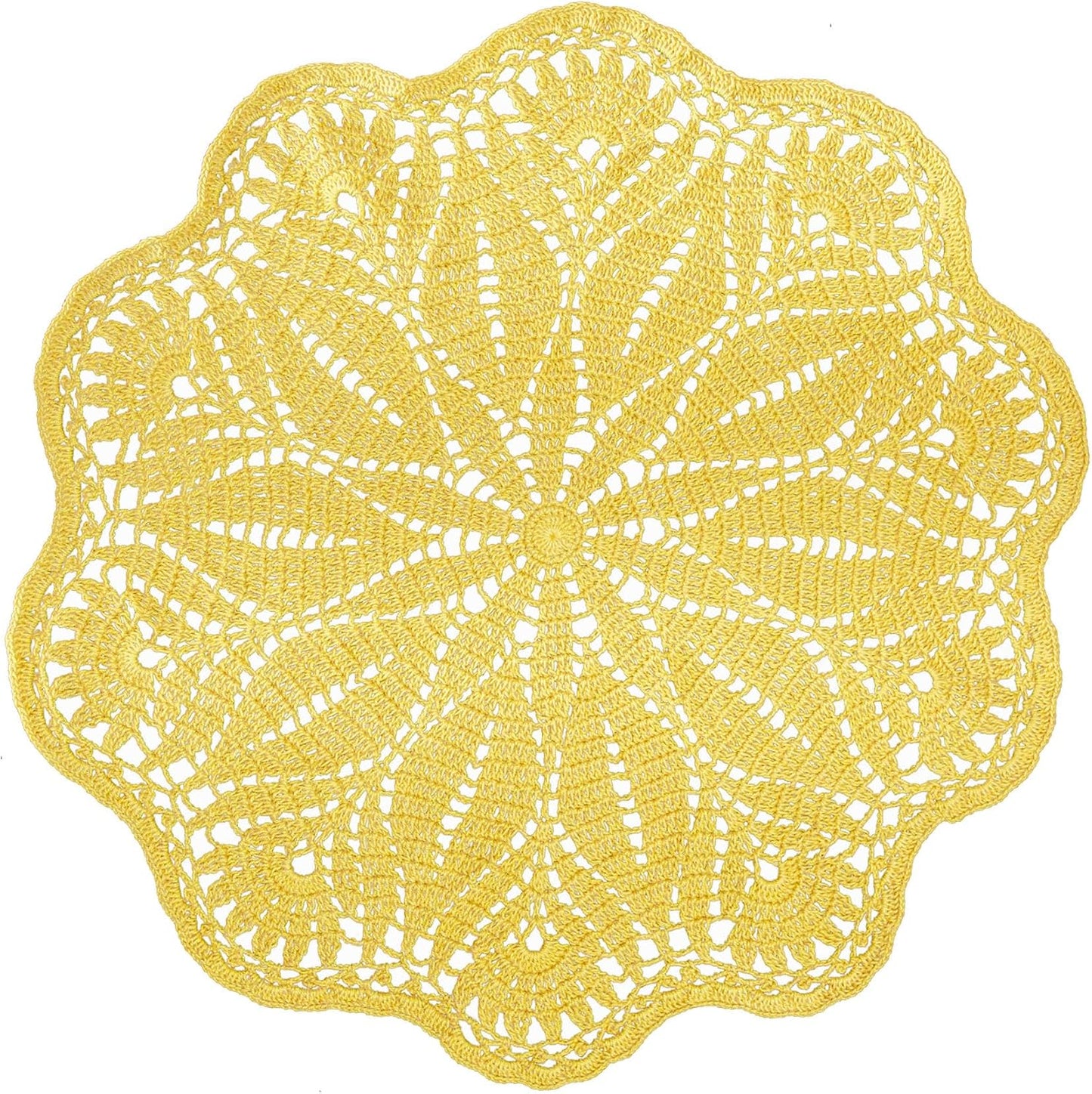 19 Inch Mangnolia Table Placemat Kitchen Round Decor Flowers Doily Washable Tablecloth Doilies (Yellow)