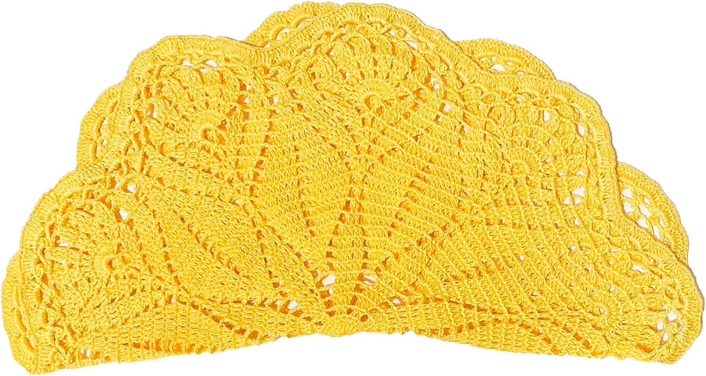 19 Inch Mangnolia Table Placemat Kitchen Round Decor Flowers Doily Washable Tablecloth Doilies (Yellow)