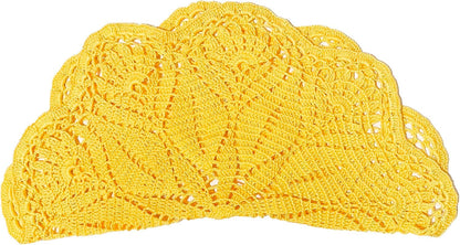 19 Inch Mangnolia Table Placemat Kitchen Round Decor Flowers Doily Washable Tablecloth Doilies (Yellow)
