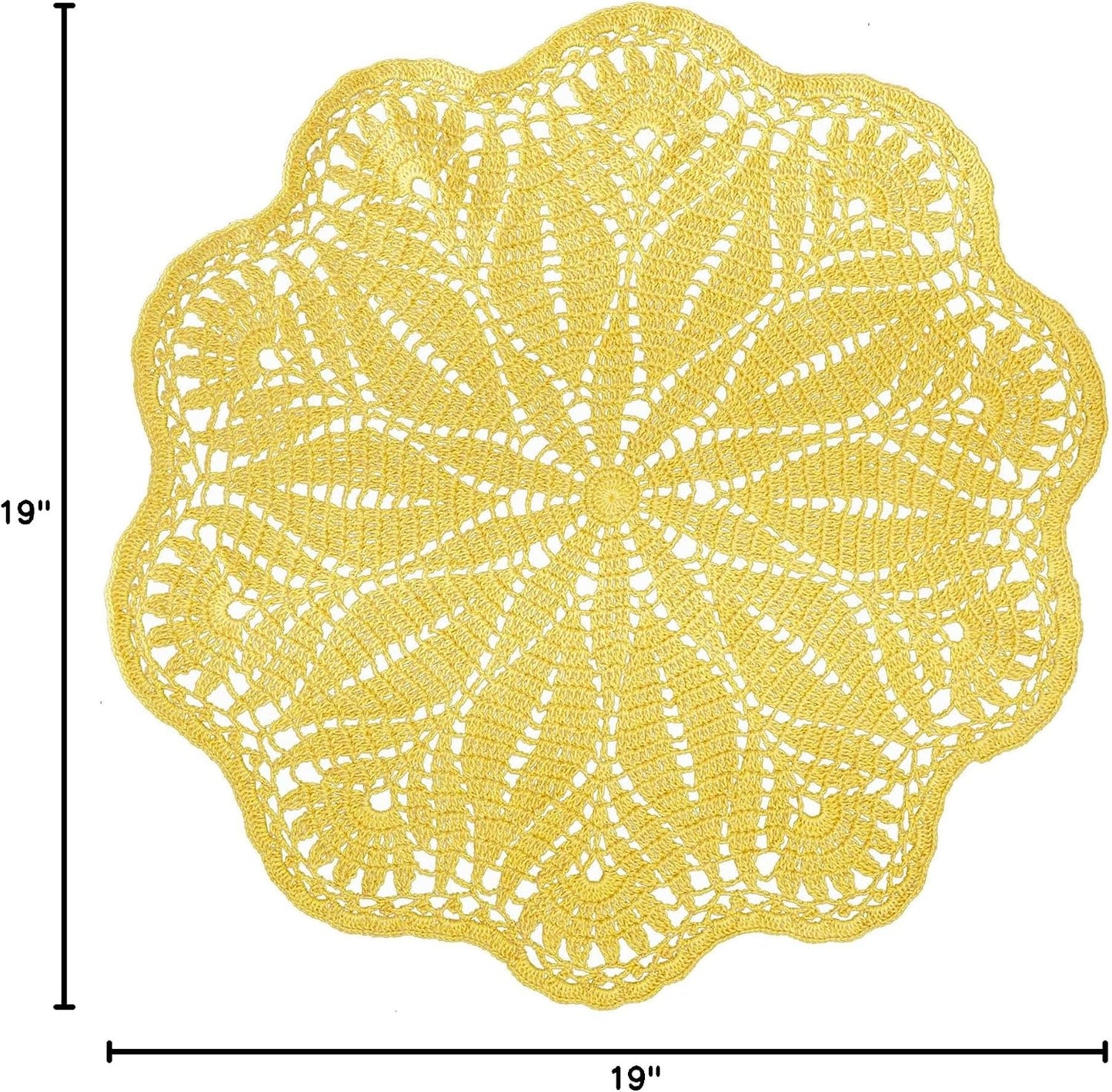 19 Inch Mangnolia Table Placemat Kitchen Round Decor Flowers Doily Washable Tablecloth Doilies (Yellow)
