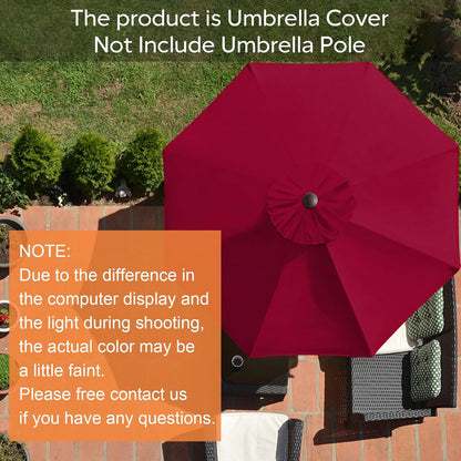USA 9FT Patio Umbrella Replacement Covers 8 Ribs Market Umbrella Canopy Cover (CANOPY ONLY) (Burgundy)