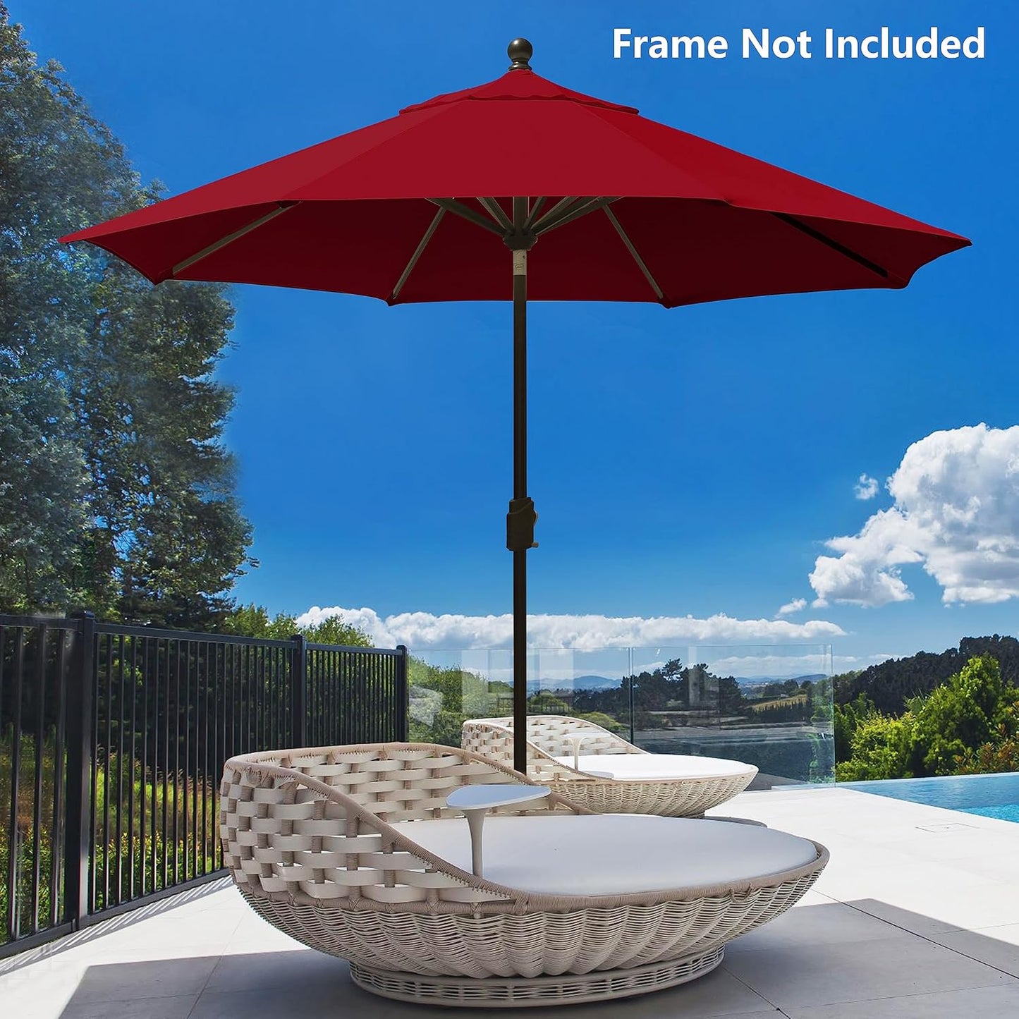 USA 9FT Patio Umbrella Replacement Covers 8 Ribs Market Umbrella Canopy Cover (CANOPY ONLY) (Burgundy)