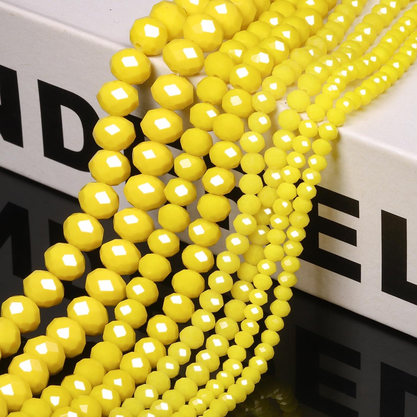 5 Strands 3mm 550PCS Yellow Crystal Beads, Porcelain Jade Glass Beads for Jewelry Making, Gemstone for Necklace Earring, Arts and Crafts,DIY, and Craft Supplies