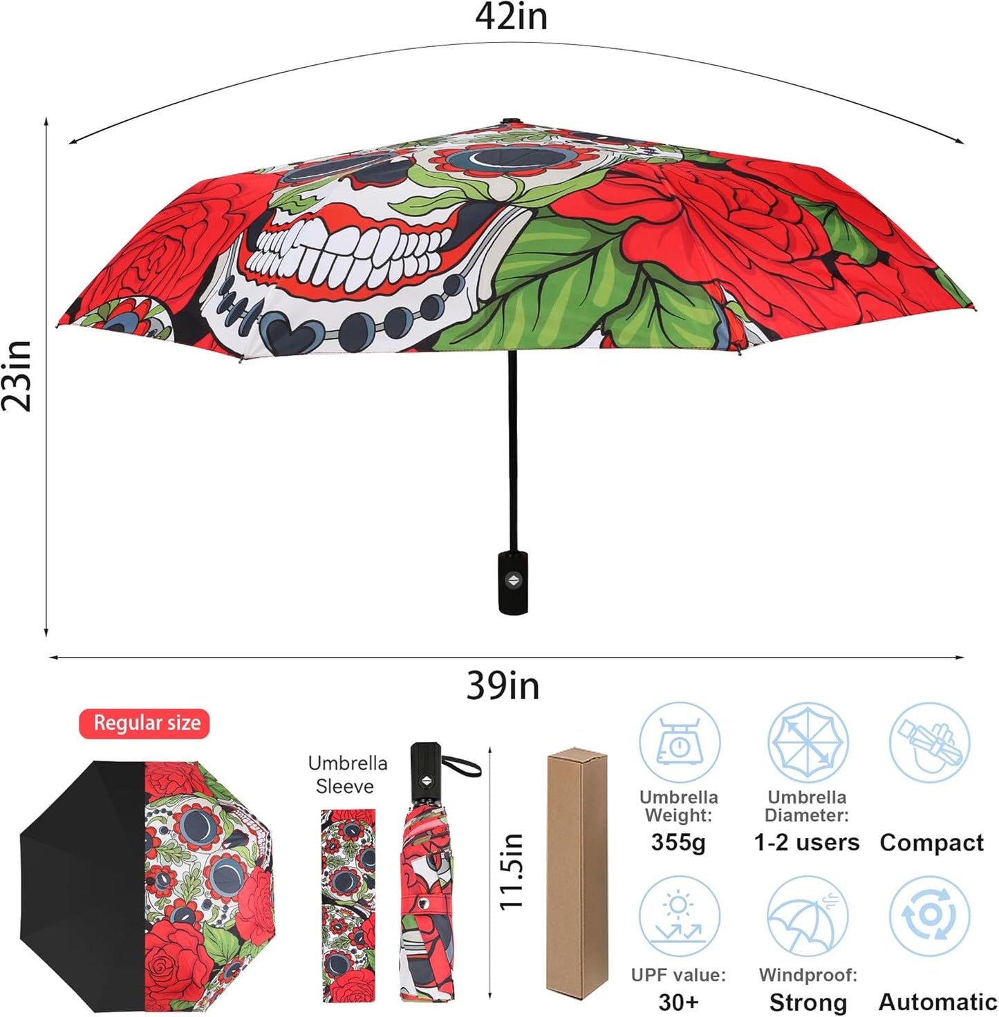 Folding Umbrella, Compact Travel Umbrella, Lightweight Protable Waterproof Foldable Umbrella for Men Women Outdoor Backpack Car Use