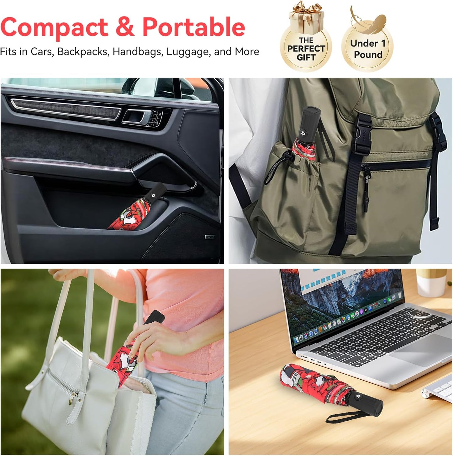 Folding Umbrella, Compact Travel Umbrella, Lightweight Protable Waterproof Foldable Umbrella for Men Women Outdoor Backpack Car Use