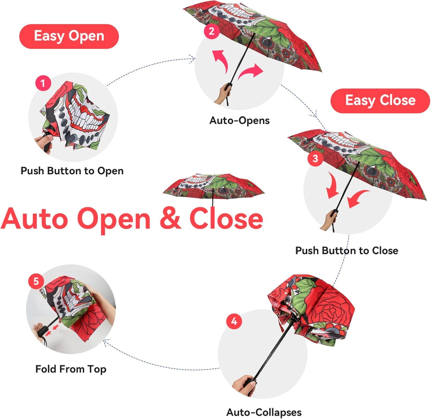 Folding Umbrella, Compact Travel Umbrella, Lightweight Protable Waterproof Foldable Umbrella for Men Women Outdoor Backpack Car Use