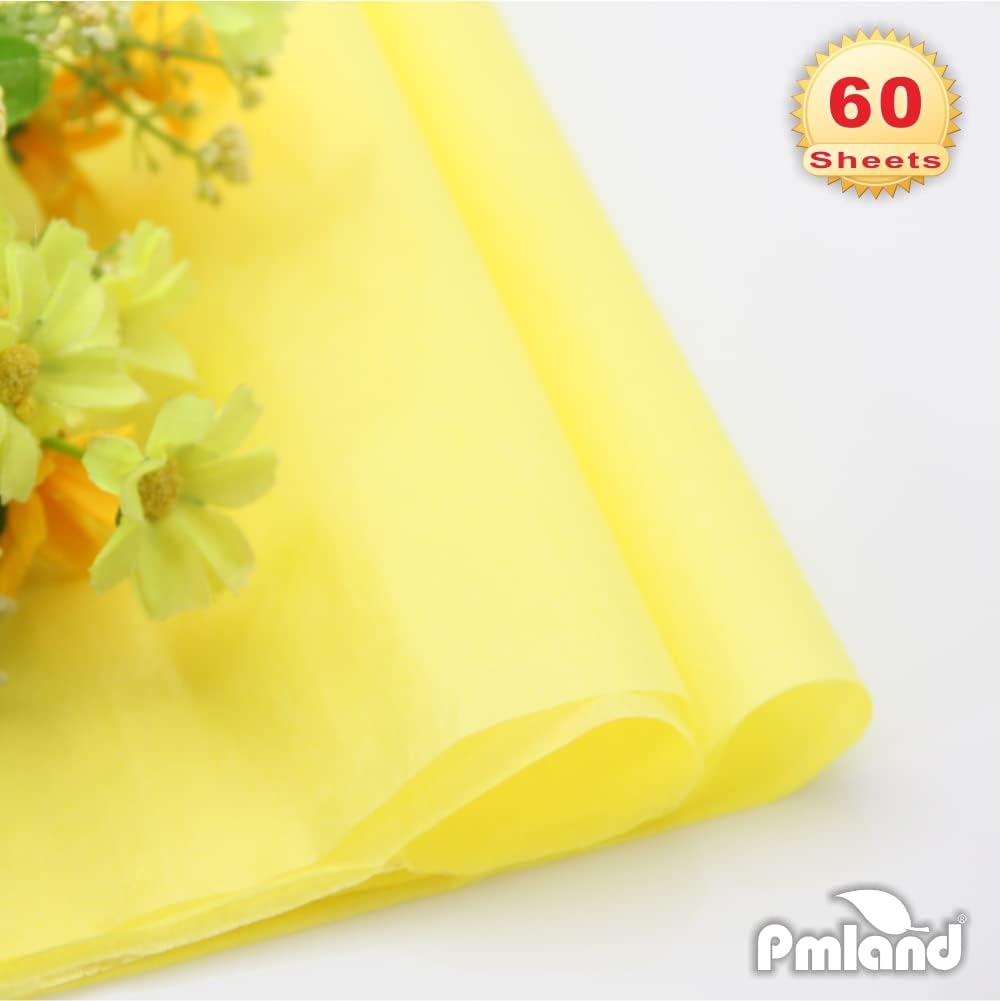 Yellow Tissue Paper 26 x 20 Inches – 60 Sheets Large Size Wrapping Paper Bigger Than Standard 14 x 20 for Gift Wrap Bags Boxes Crafts and Decorations