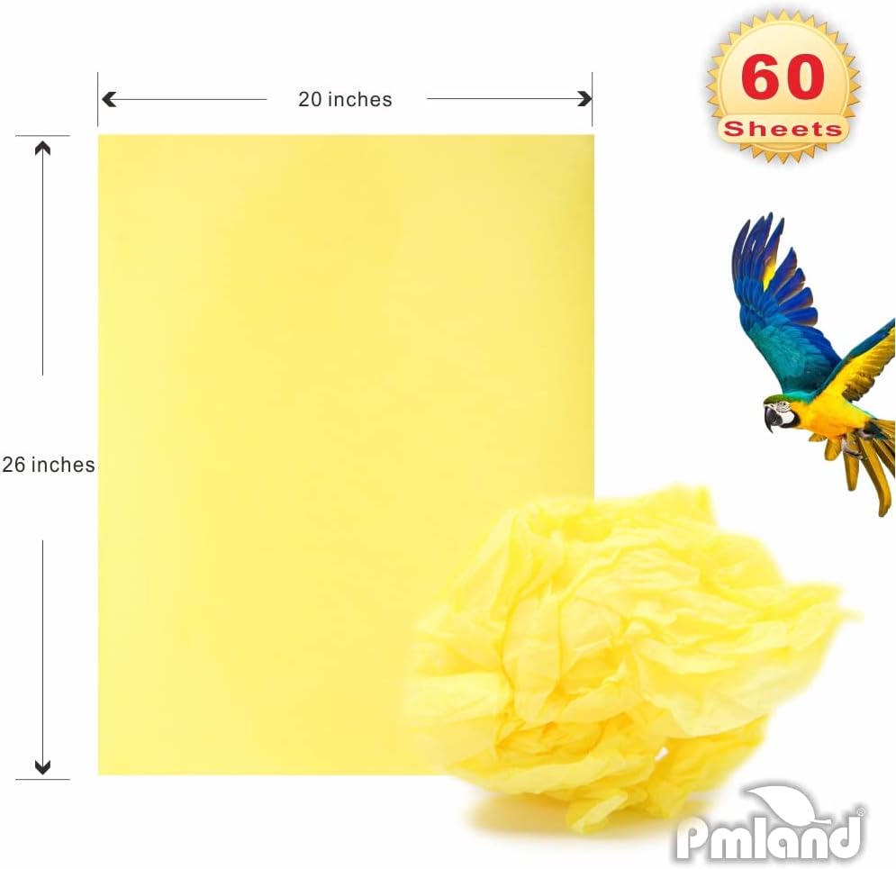 Yellow Tissue Paper 26 x 20 Inches – 60 Sheets Large Size Wrapping Paper Bigger Than Standard 14 x 20 for Gift Wrap Bags Boxes Crafts and Decorations