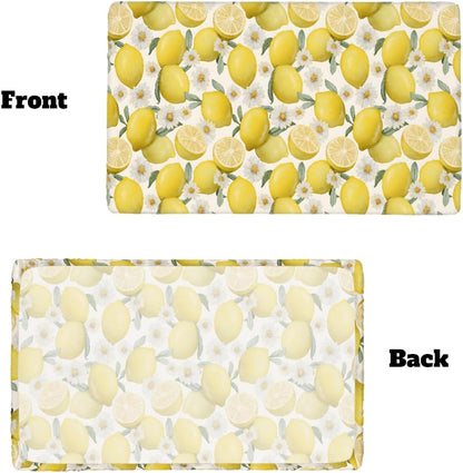 Rectangle Fitted Tablecloth with Elastic Edge for 4ft, Spring Summer Lemon Flower Picnic Table Cloth Windproof Waterproof Washable Table Covers for Dining Camping Indoor Outdoor Party 30"x48"