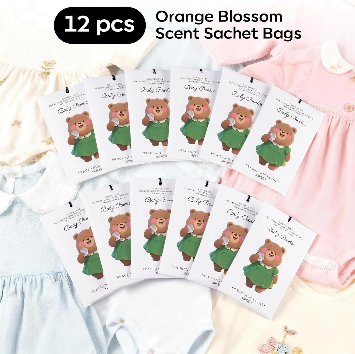 12 Packs Lemon Scented Sachets for Drawer Closet Bathroom Odor Eliminator - Fresh Home Fragrance Car Air Frehener