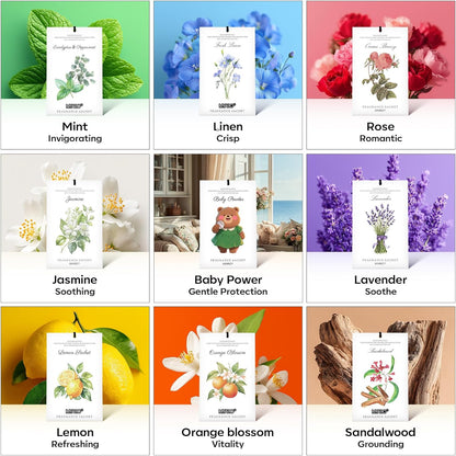 12 Packs Lemon Scented Sachets for Drawer Closet Bathroom Odor Eliminator - Fresh Home Fragrance Car Air Frehener