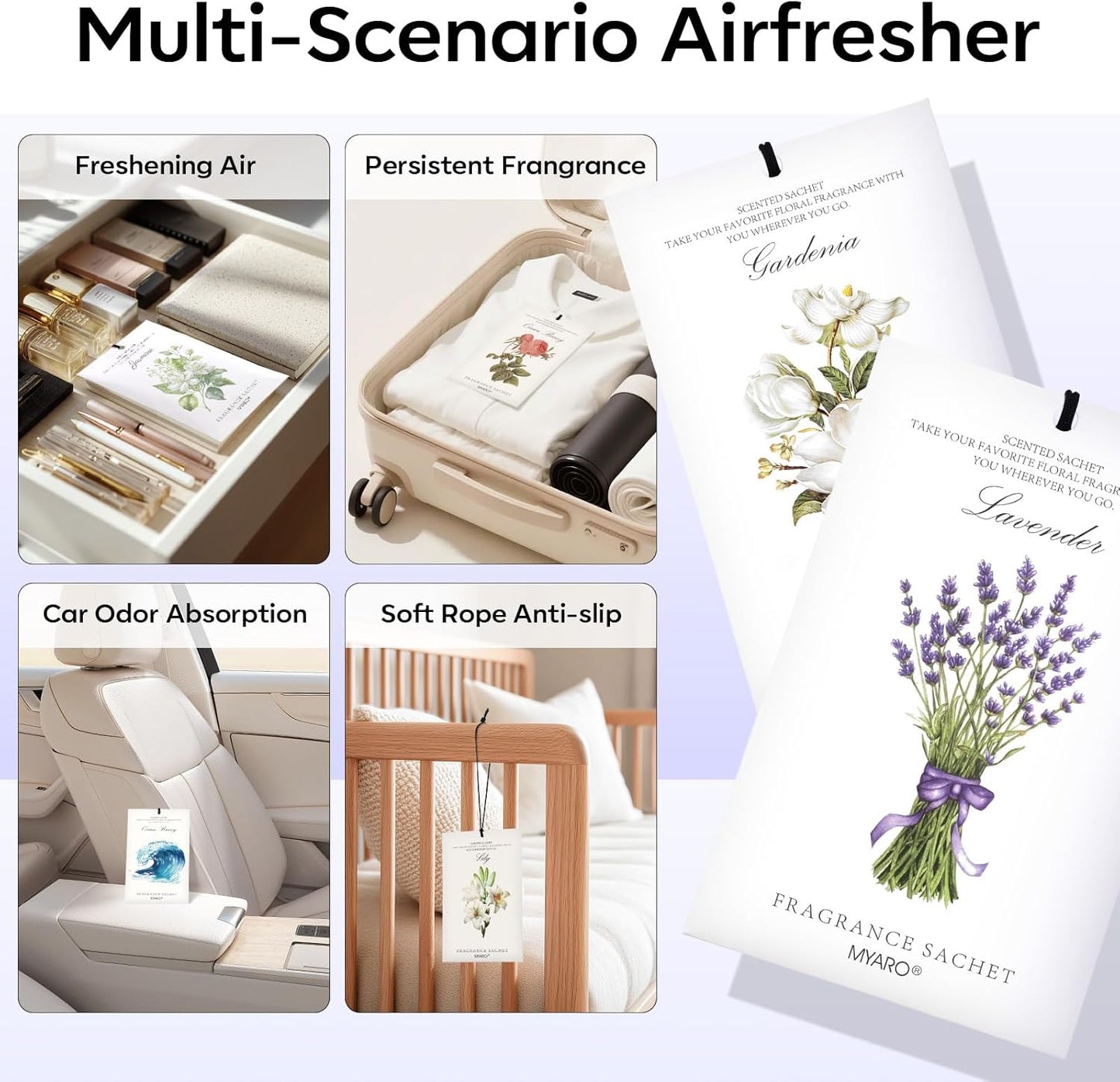 12 Packs Lemon Scented Sachets for Drawer Closet Bathroom Odor Eliminator - Fresh Home Fragrance Car Air Frehener
