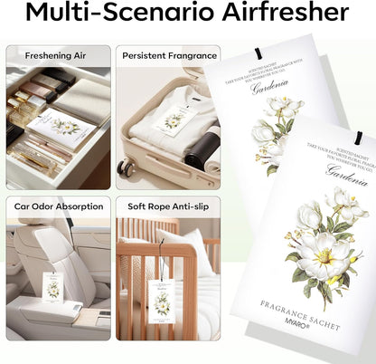 12 Packs Lemon Scented Sachets for Drawer Closet Bathroom Odor Eliminator - Fresh Home Fragrance Car Air Frehener