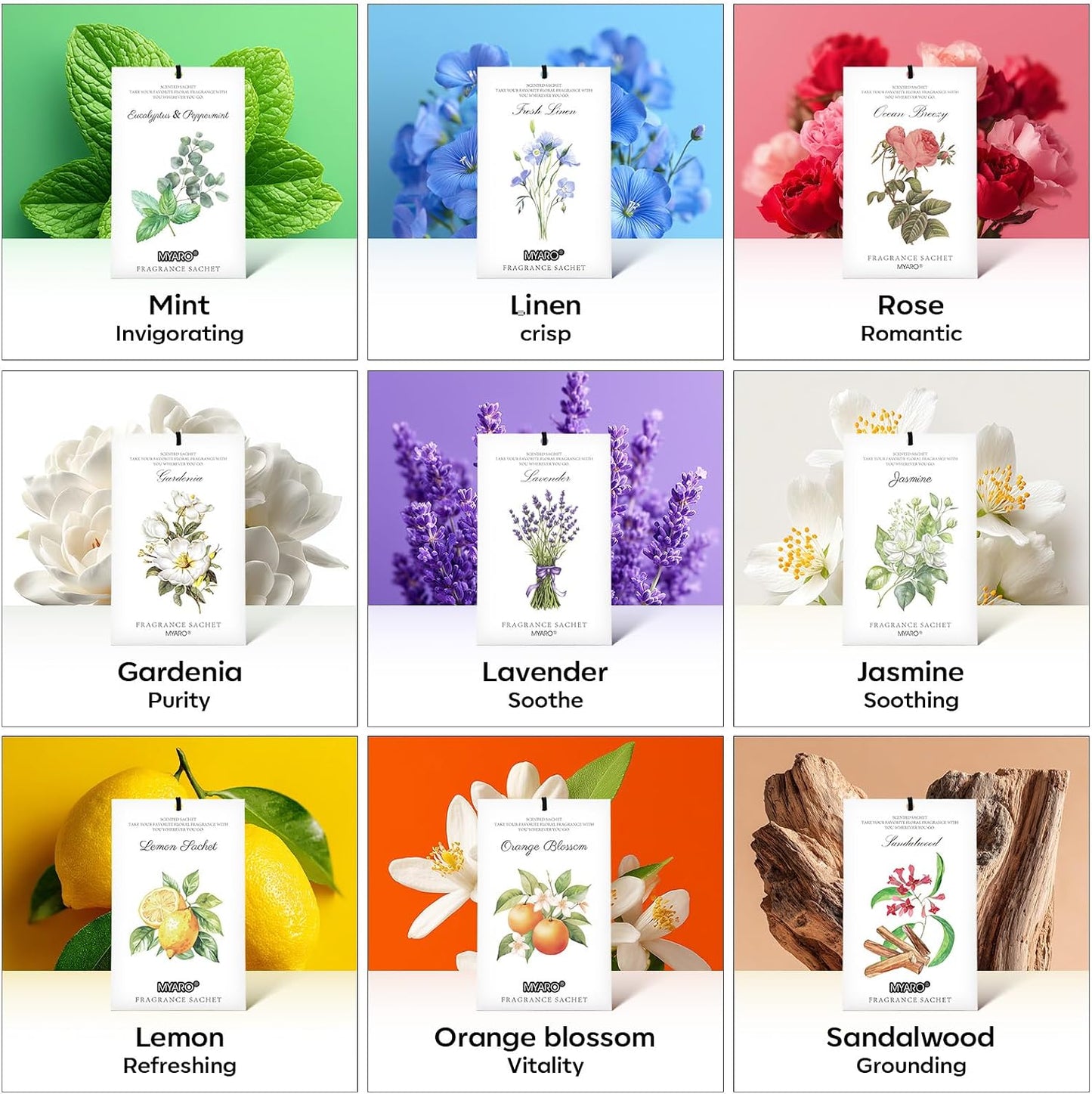 12 Packs Lemon Scented Sachets for Drawer Closet Bathroom Odor Eliminator - Fresh Home Fragrance Car Air Frehener