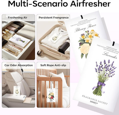 12 Packs Lemon Scented Sachets for Drawer Closet Bathroom Odor Eliminator - Fresh Home Fragrance Car Air Frehener