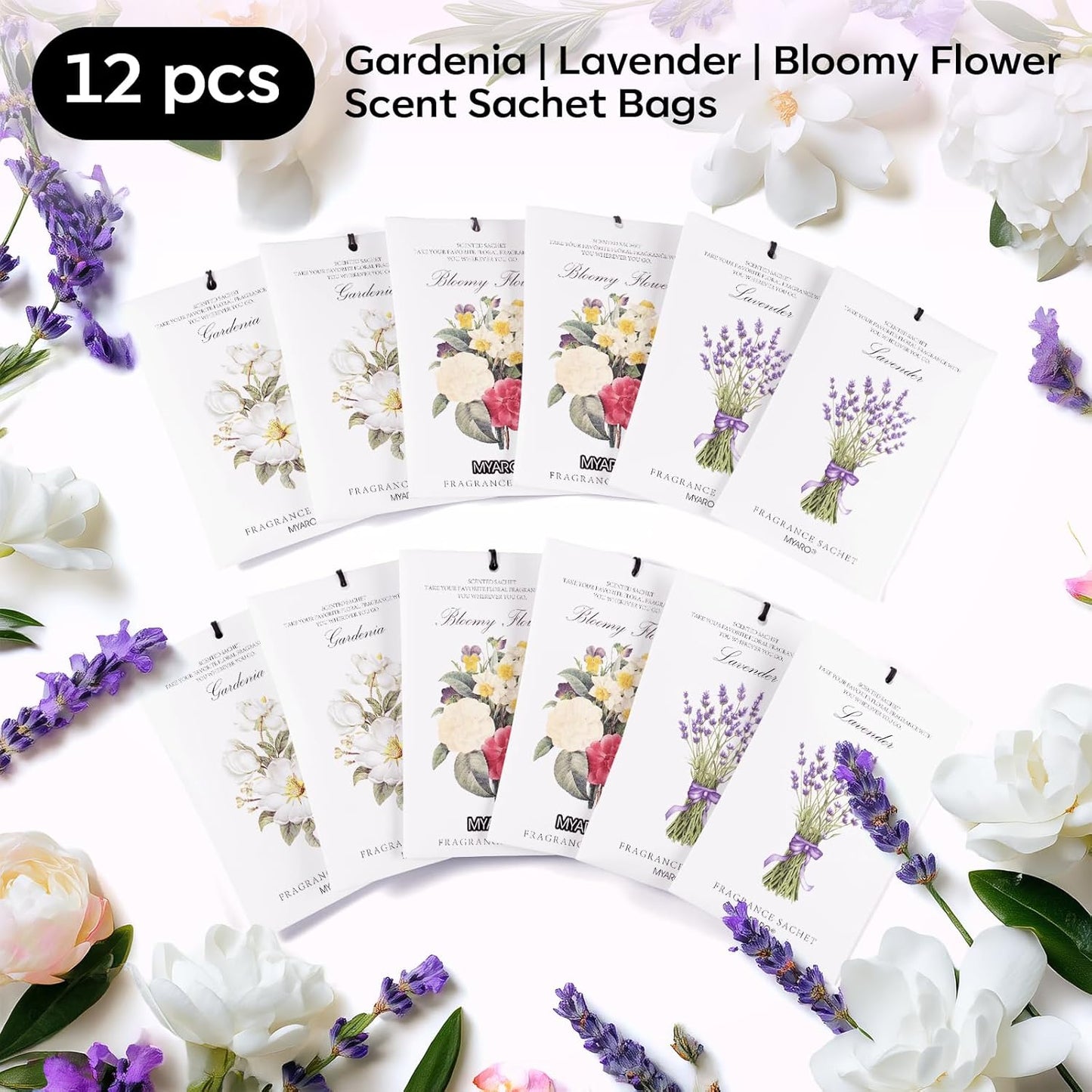 12 Packs Lemon Scented Sachets for Drawer Closet Bathroom Odor Eliminator - Fresh Home Fragrance Car Air Frehener