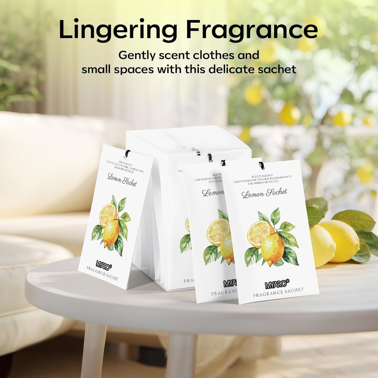 12 Packs Lemon Scented Sachets for Drawer Closet Bathroom Odor Eliminator - Fresh Home Fragrance Car Air Frehener