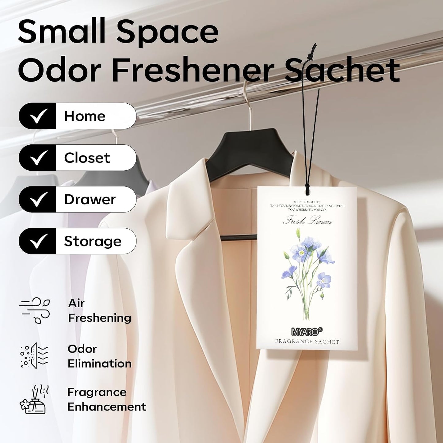 12 Packs Lemon Scented Sachets for Drawer Closet Bathroom Odor Eliminator - Fresh Home Fragrance Car Air Frehener