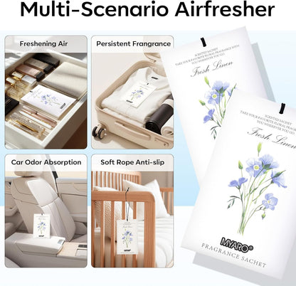 12 Packs Lemon Scented Sachets for Drawer Closet Bathroom Odor Eliminator - Fresh Home Fragrance Car Air Frehener