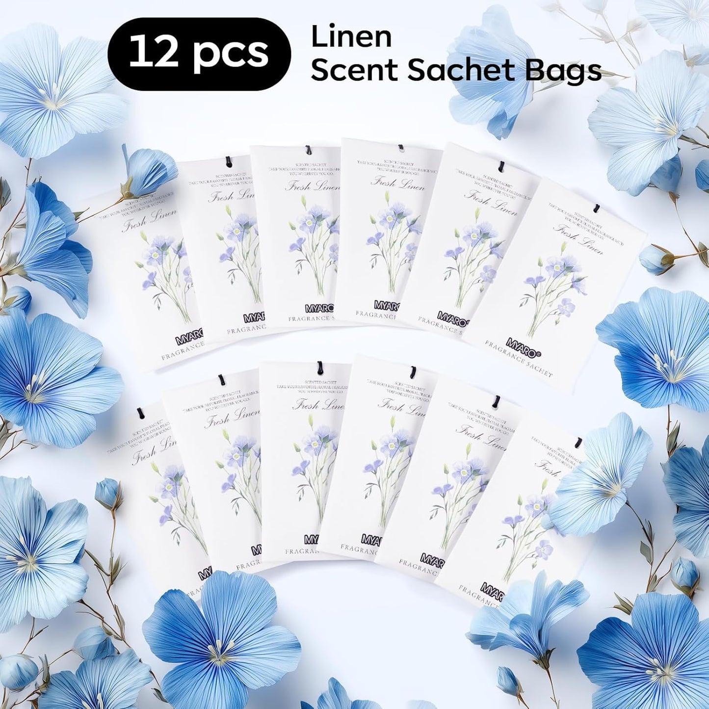 12 Packs Lemon Scented Sachets for Drawer Closet Bathroom Odor Eliminator - Fresh Home Fragrance Car Air Frehener