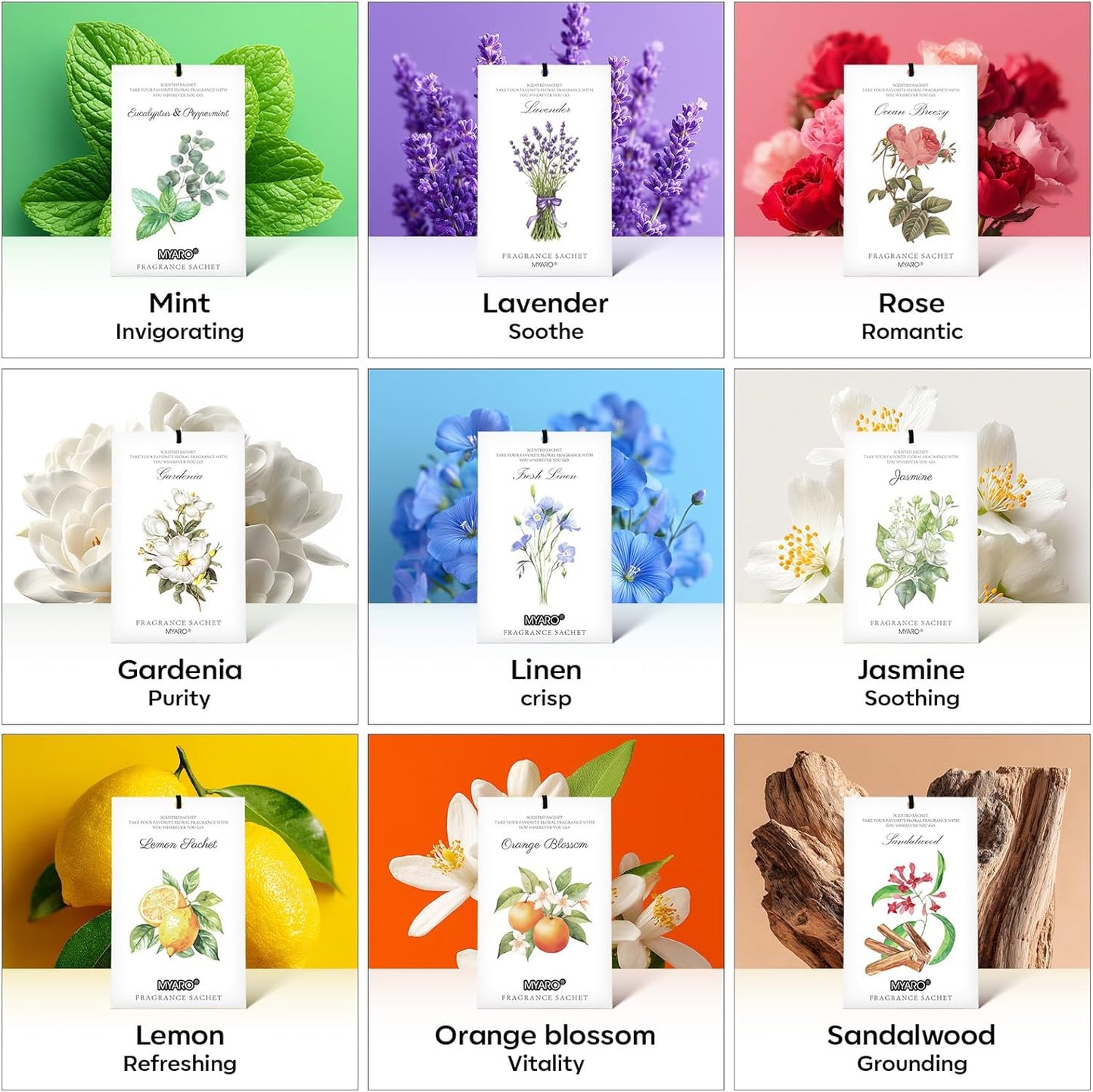 12 Packs Lemon Scented Sachets for Drawer Closet Bathroom Odor Eliminator - Fresh Home Fragrance Car Air Frehener