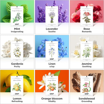 12 Packs Lemon Scented Sachets for Drawer Closet Bathroom Odor Eliminator - Fresh Home Fragrance Car Air Frehener