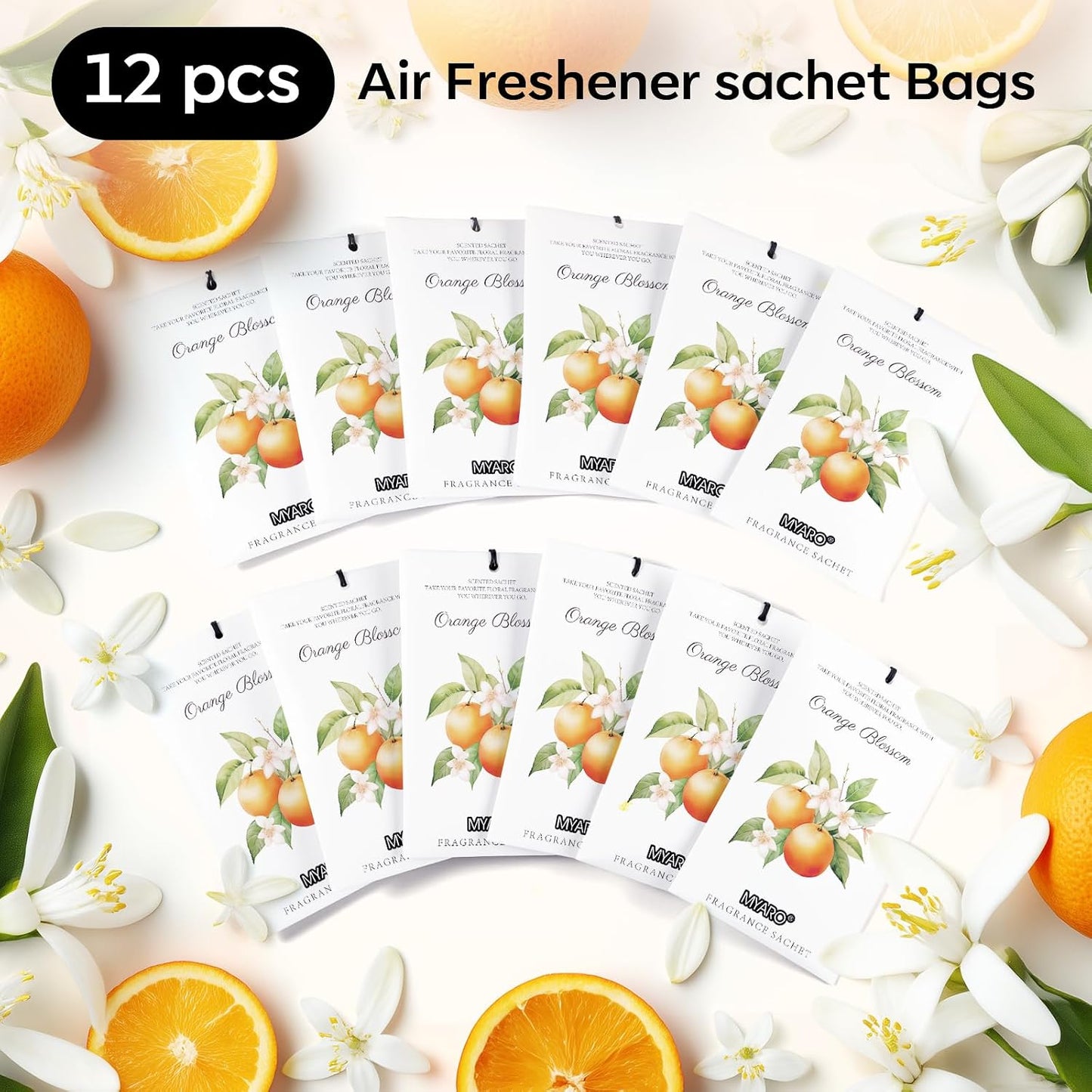 12 Packs Lemon Scented Sachets for Drawer Closet Bathroom Odor Eliminator - Fresh Home Fragrance Car Air Frehener