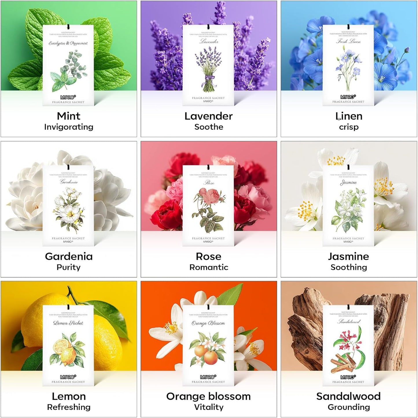 12 Packs Lemon Scented Sachets for Drawer Closet Bathroom Odor Eliminator - Fresh Home Fragrance Car Air Frehener