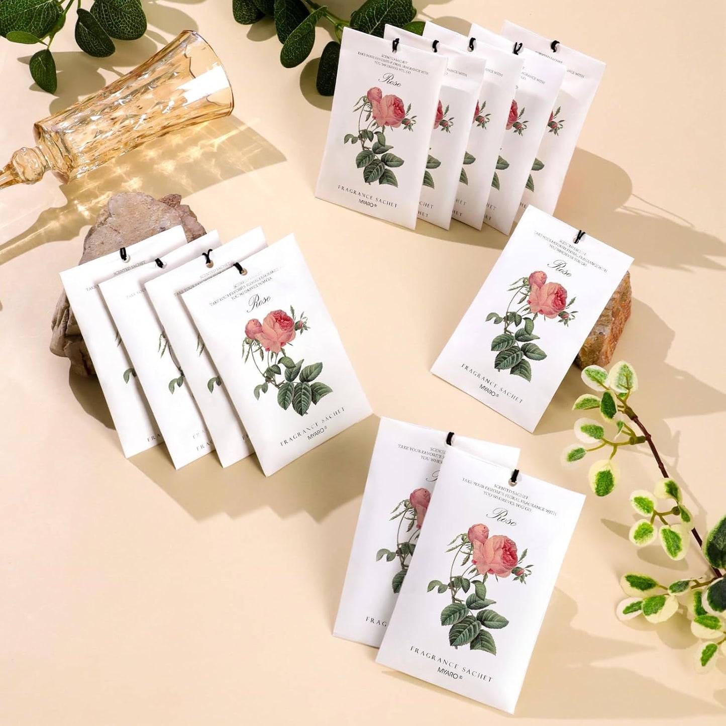 12 Packs Lemon Scented Sachets for Drawer Closet Bathroom Odor Eliminator - Fresh Home Fragrance Car Air Frehener
