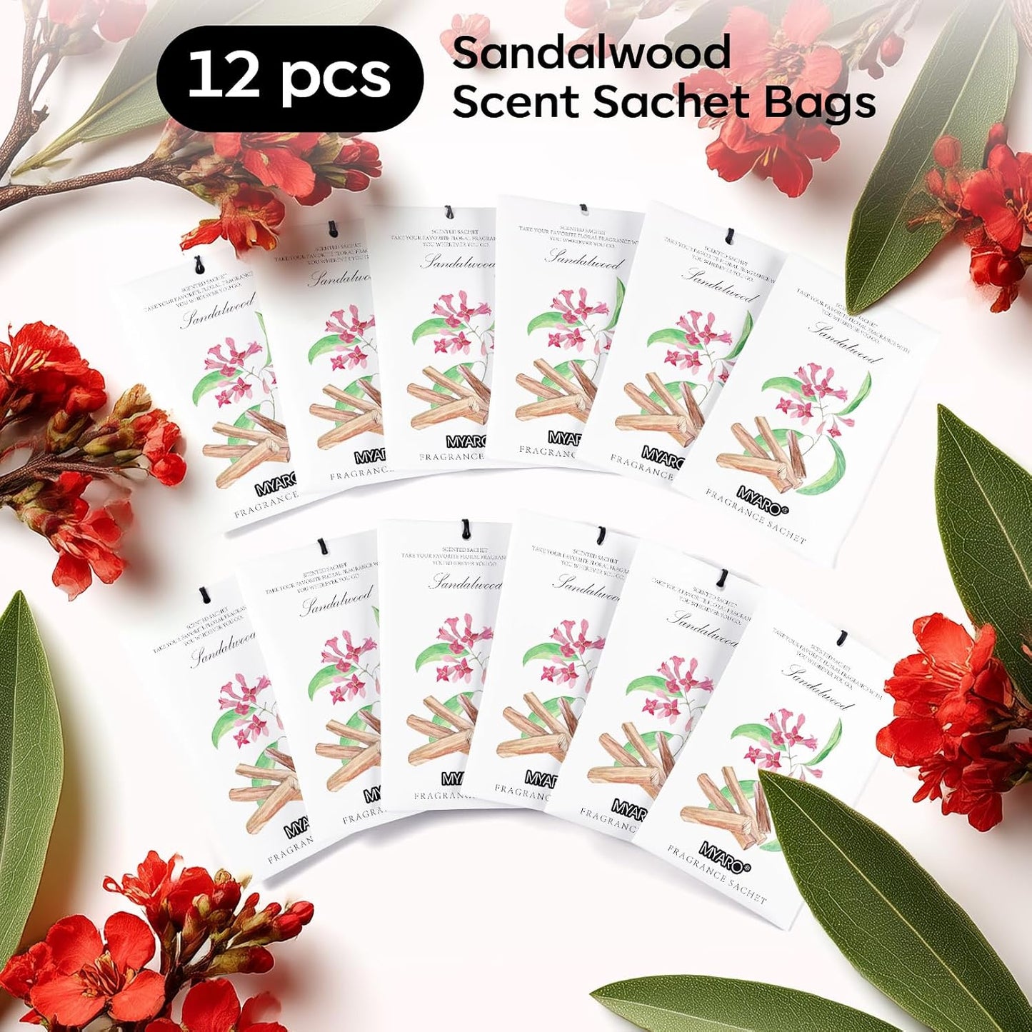 12 Packs Lemon Scented Sachets for Drawer Closet Bathroom Odor Eliminator - Fresh Home Fragrance Car Air Frehener