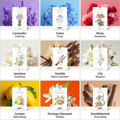 12 Packs Lemon Scented Sachets for Drawer Closet Bathroom Odor Eliminator - Fresh Home Fragrance Car Air Frehener