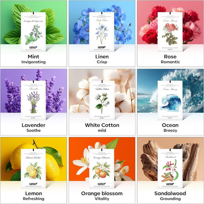 12 Packs Lemon Scented Sachets for Drawer Closet Bathroom Odor Eliminator - Fresh Home Fragrance Car Air Frehener