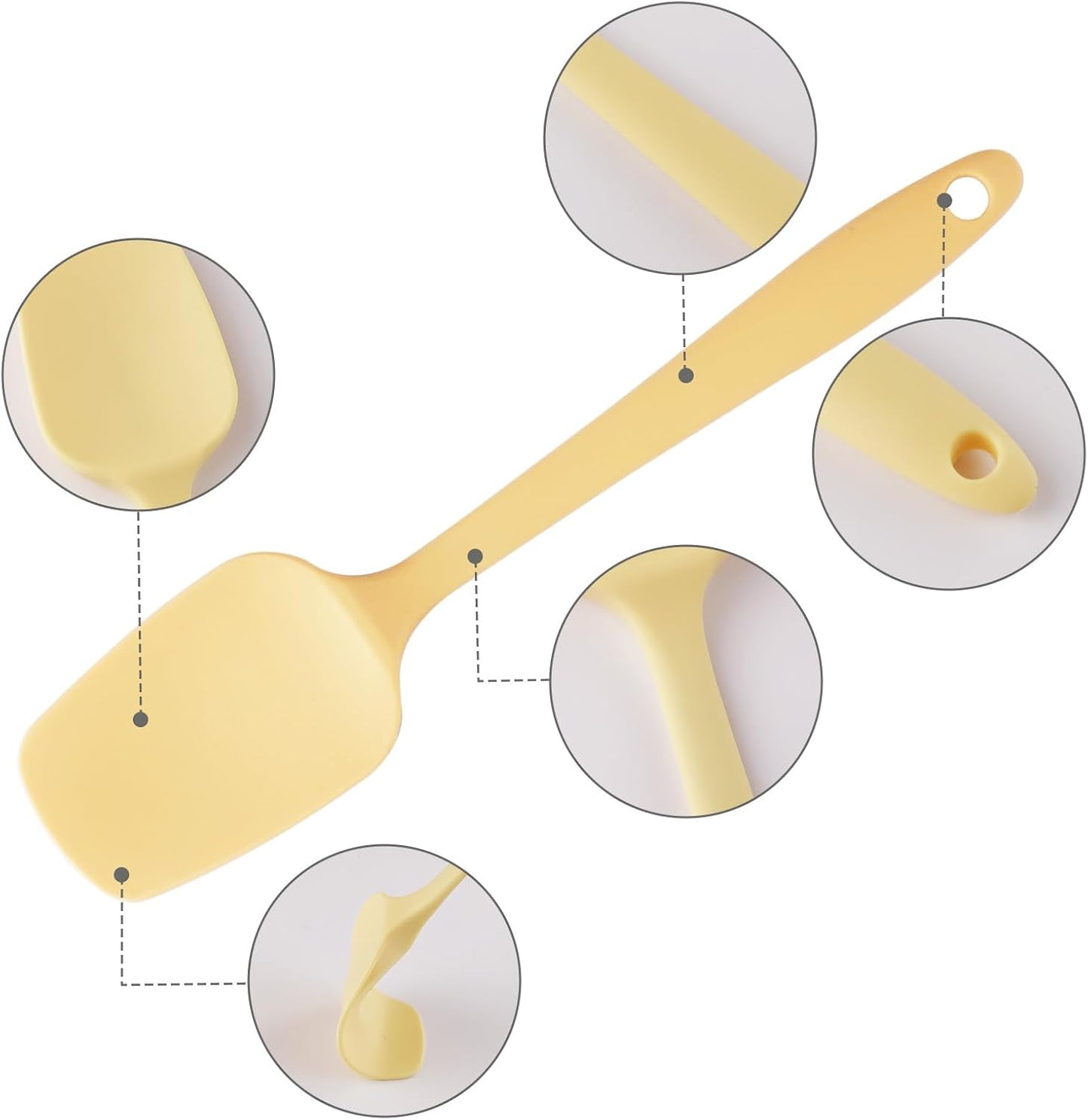 6pcs Silicone Spatula Set, Heat Resistant Rubber Spatulas Seamless Design Kitchen Utensils Set for Baking Cooking and Mixing, Food Grade Non Stick Dishwasher Safe (Light Yellow)
