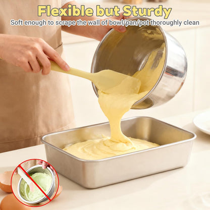 6pcs Silicone Spatula Set, Heat Resistant Rubber Spatulas Seamless Design Kitchen Utensils Set for Baking Cooking and Mixing, Food Grade Non Stick Dishwasher Safe (Light Yellow)