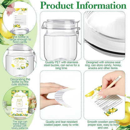 74 Pcs Advice and Wishes for the Mr and Mrs 60 Pcs Wedding Advice Cards Advice and Wishes Jar Box Bridal Shower Advice and Wishes Cards for Bride and Groom Bridal Shower Decor(Lemon)