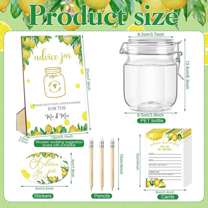 74 Pcs Advice and Wishes for the Mr and Mrs 60 Pcs Wedding Advice Cards Advice and Wishes Jar Box Bridal Shower Advice and Wishes Cards for Bride and Groom Bridal Shower Decor(Lemon)