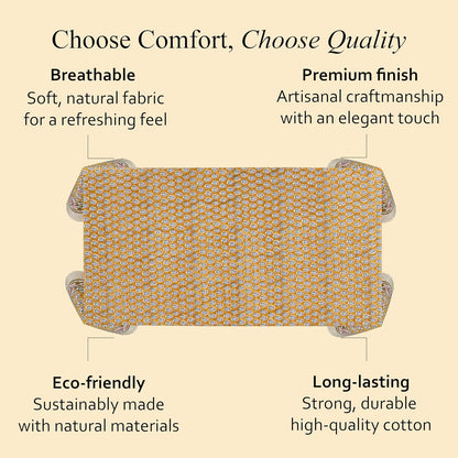 CPC Tablecloth 100% Cotton 80x120 Inch Indian Block Print Rectangle Table Cover, Gray Table Cloth for Weddings, Spring/Summer, Barbeque - Yellow Citrine