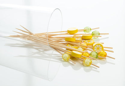 Lemons Cocktail Picks, 100 Pieces | Bamboo/Wood, Brown/Yellow, 4.5"L