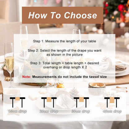 Rustic Table Runner with Tassels, Farmhouse Boho Table Runners Braided Striped, Cotton Linen Table Decoration for Dining Party Holiday and Wedding, 72 Inches, Light Yellow