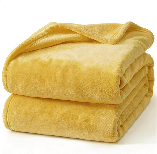 Hansleep Fleece Yellow Throw Blanket, Super Soft Flannel Fuzzy Plush Cozy Blanket for All Seasons, Yellow, Throw 50x60 Inches