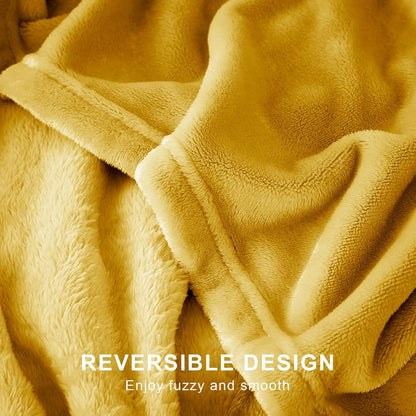 Hansleep Fleece Yellow Throw Blanket, Super Soft Flannel Fuzzy Plush Cozy Blanket for All Seasons, Yellow, Throw 50x60 Inches