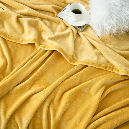 Hansleep Fleece Yellow Throw Blanket, Super Soft Flannel Fuzzy Plush Cozy Blanket for All Seasons, Yellow, Throw 50x60 Inches