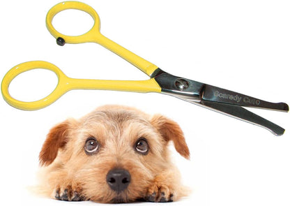 Tiny Trim 4.5" Ball-Tipped Scissor for Dog, Cat and all Pet Grooming - Ear, Nose, Face & Paw - 's small Safety Scissor Yellow