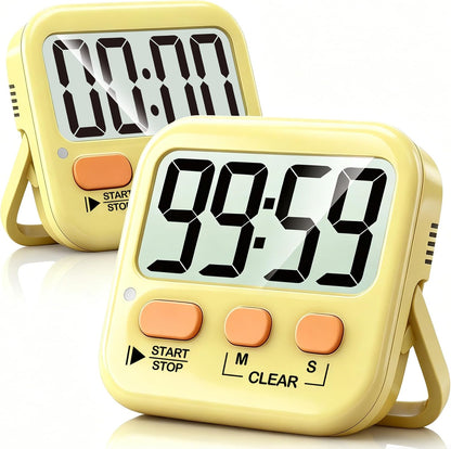 2 Pack Digital Timer for Kids, Magnetic Countdown Kitchen Timers for Cooking, Egg, Classroom, Teacher, Exercise, Study, Oven - Battery Included