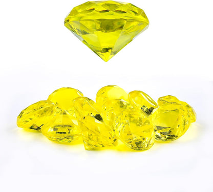 26PCS Yellow Fake Diamonds Big Gem Toys, 1.5in Pool Diving Gems Acrylic Plastic Gemstones for Kids, Party Décor Jewels Treasure Hunt Hiding Sensory Bin Filler Toys Craft Supplies