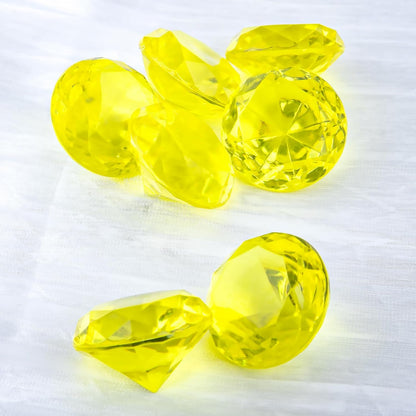 26PCS Yellow Fake Diamonds Big Gem Toys, 1.5in Pool Diving Gems Acrylic Plastic Gemstones for Kids, Party Décor Jewels Treasure Hunt Hiding Sensory Bin Filler Toys Craft Supplies
