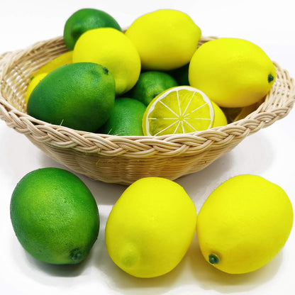 30PCS Faux Yellow Lemons Artificial Fruits Fake Lemons Lifelike Simulation for Lemonade Party Kitchen Table Summer Decorations (Green)