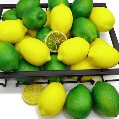 30PCS Faux Yellow Lemons Artificial Fruits Fake Lemons Lifelike Simulation for Lemonade Party Kitchen Table Summer Decorations (Green)